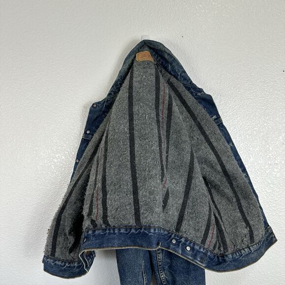 Vintage Levis Jean Jacket Mens 44 Blanket Lined Denim Trucker USA Made Grunge - Picture 11 of 12